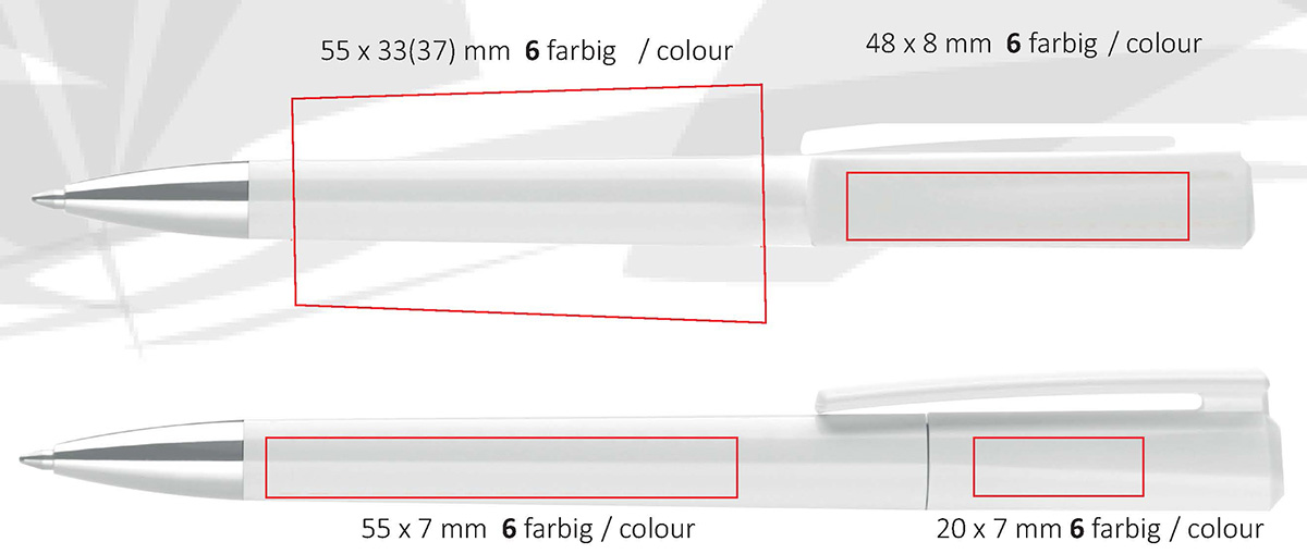 Heypen Kugelschreiber Burger Swiss Pen Elan Elegance Druckflächen