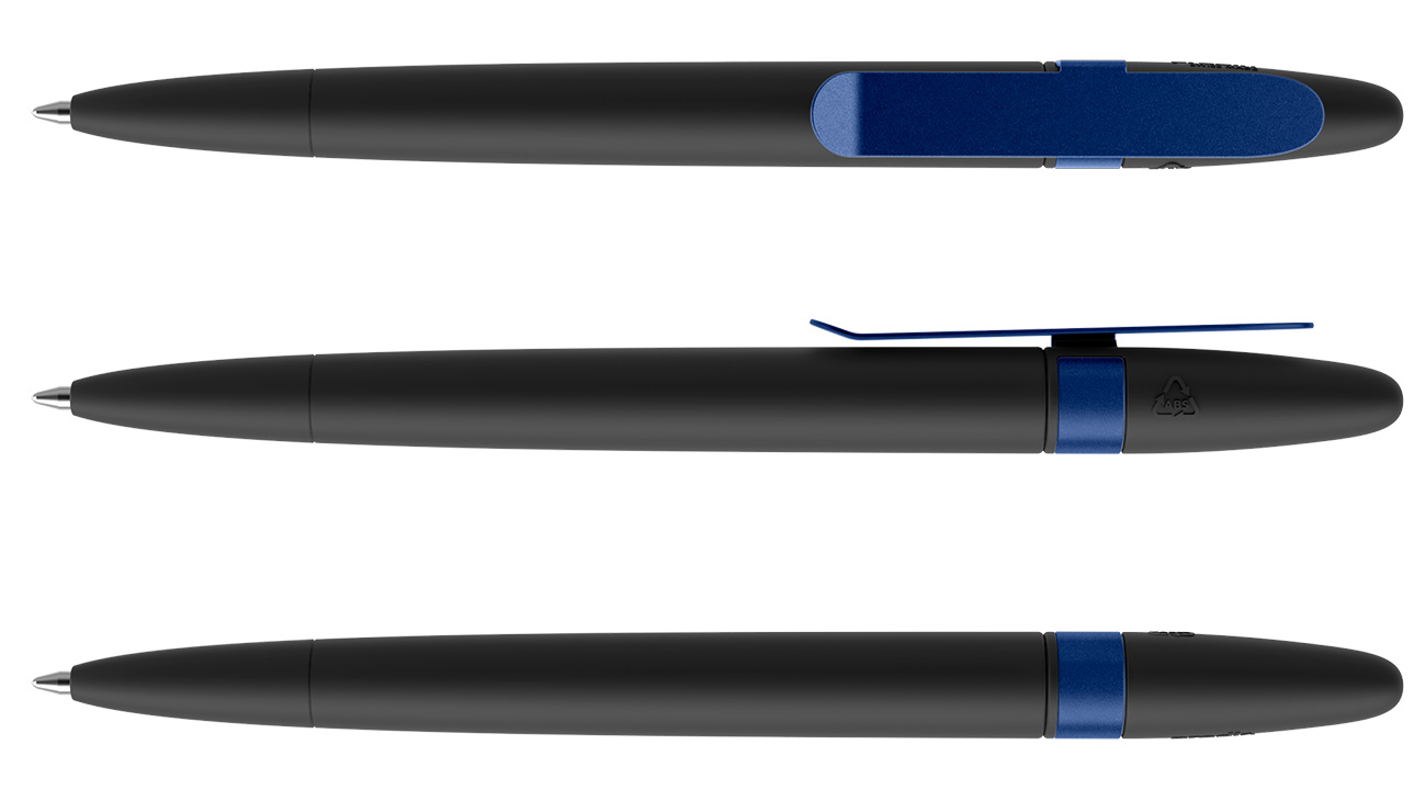 Prodir Kugelschreiber DS5 TSR R75 S61 Schwarz Soft-Touch Metall-Clip Blau