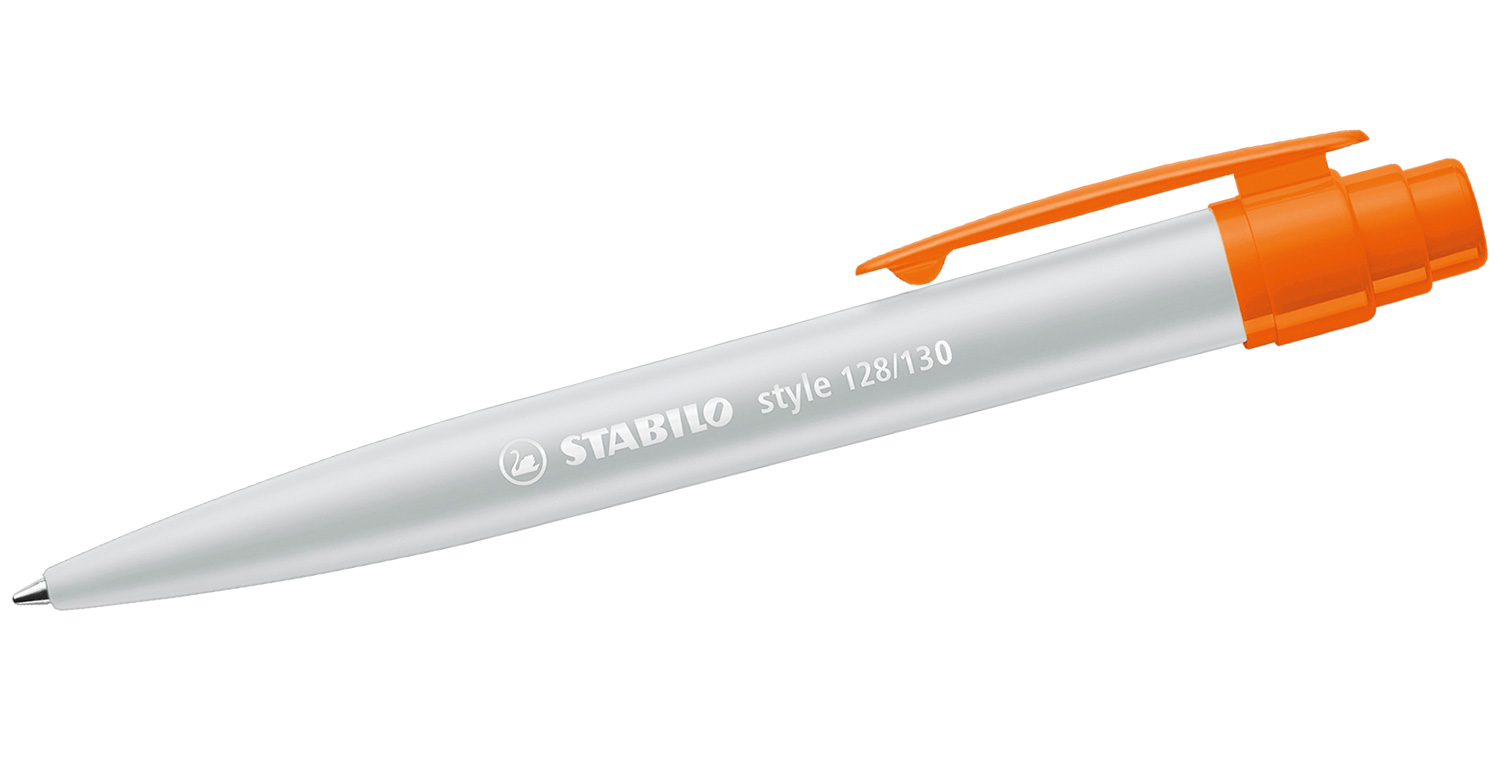 STABILO Kugelschreiber style mit Kunststoffclip Grau-Orange