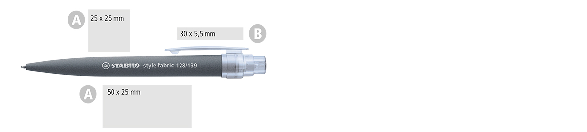 Heypen Kugelschreiber Stabilo style fabric Druckflächen