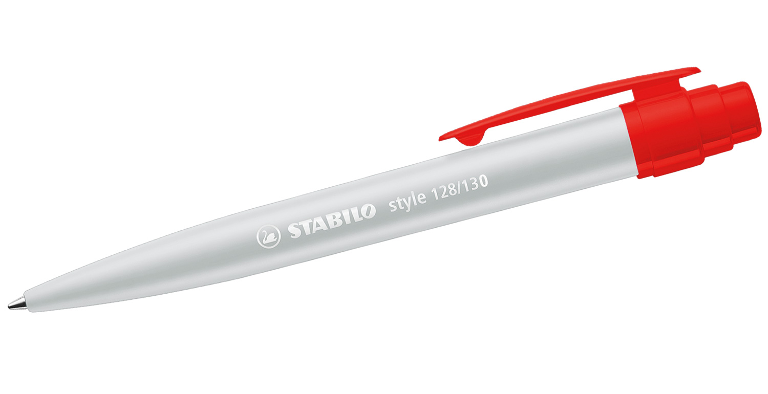 STABILO Kugelschreiber style mit Kunststoffclip Grau-Rot