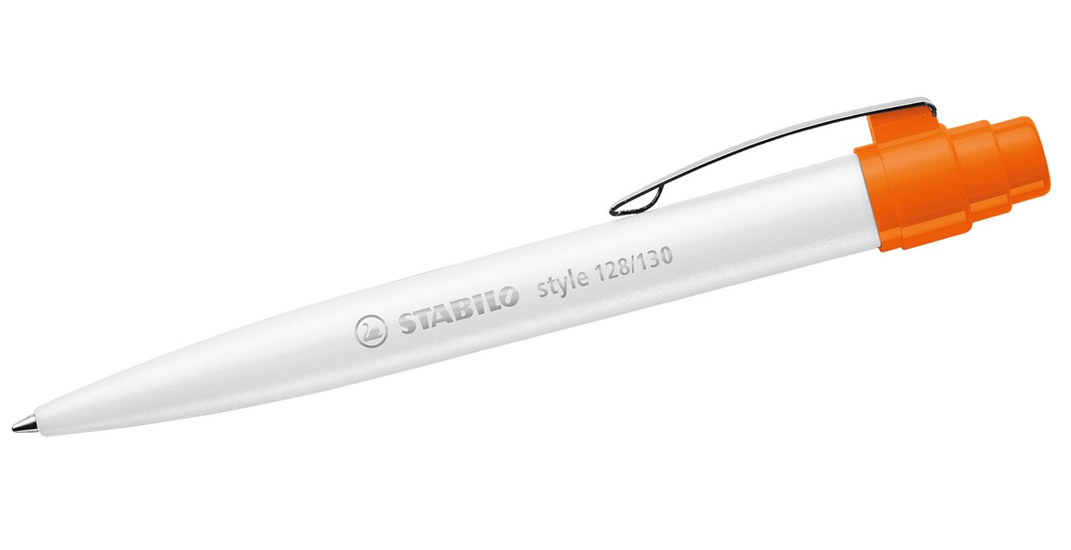 STABILO Kugelschreiber style mit Metallclip Weiß-Orange