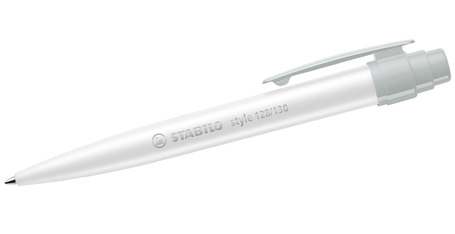 STABILO Kugelschreiber style mit Kunststoffclip Weiß-Grau