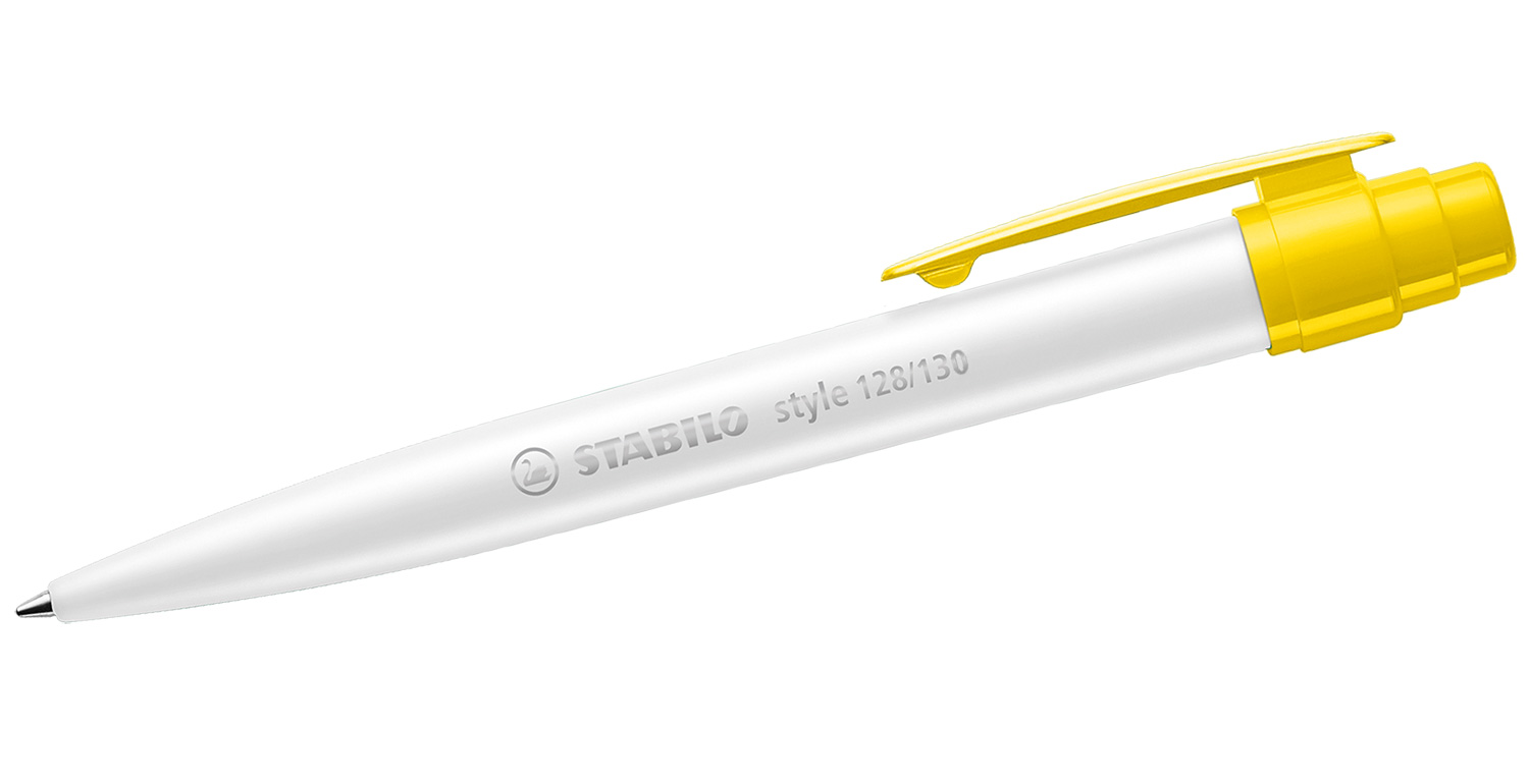 STABILO Kugelschreiber style mit Kunststoffclip Weiß-Gelb