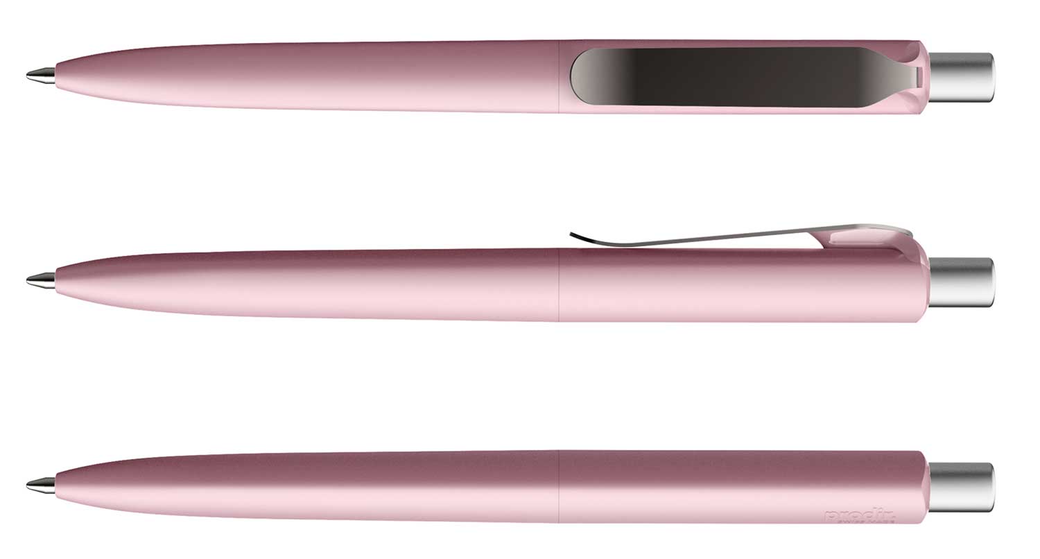 Prodir Kugelschreiber DS8 PSR R28 S75 Rosé Soft-Touch Metall-Clip Graphit