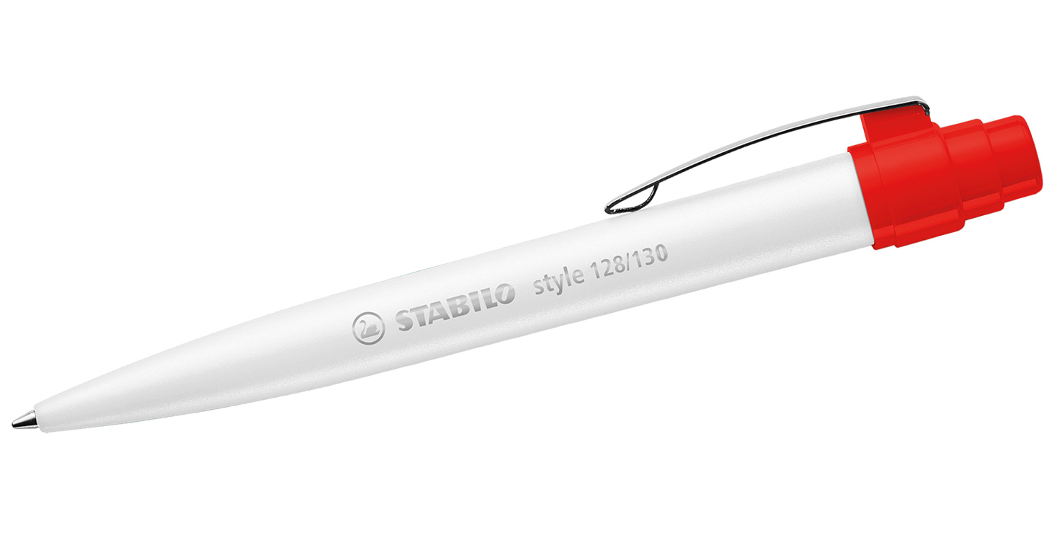 STABILO Kugelschreiber style mit Metallclip Weiß-Rot