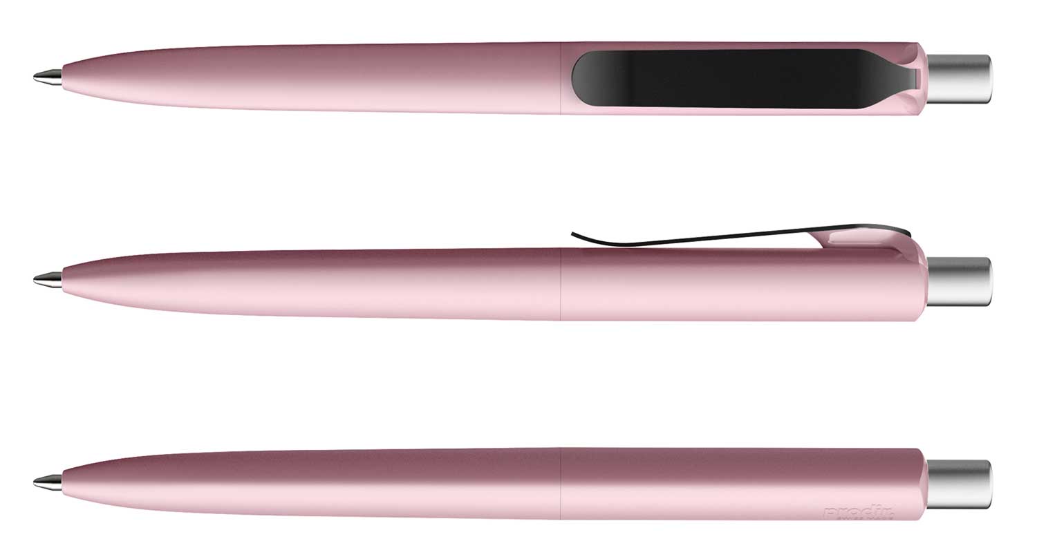 Prodir Kugelschreiber DS8 PSR R28 S80 Rosé Soft-Touch Metall-Clip Schwarz