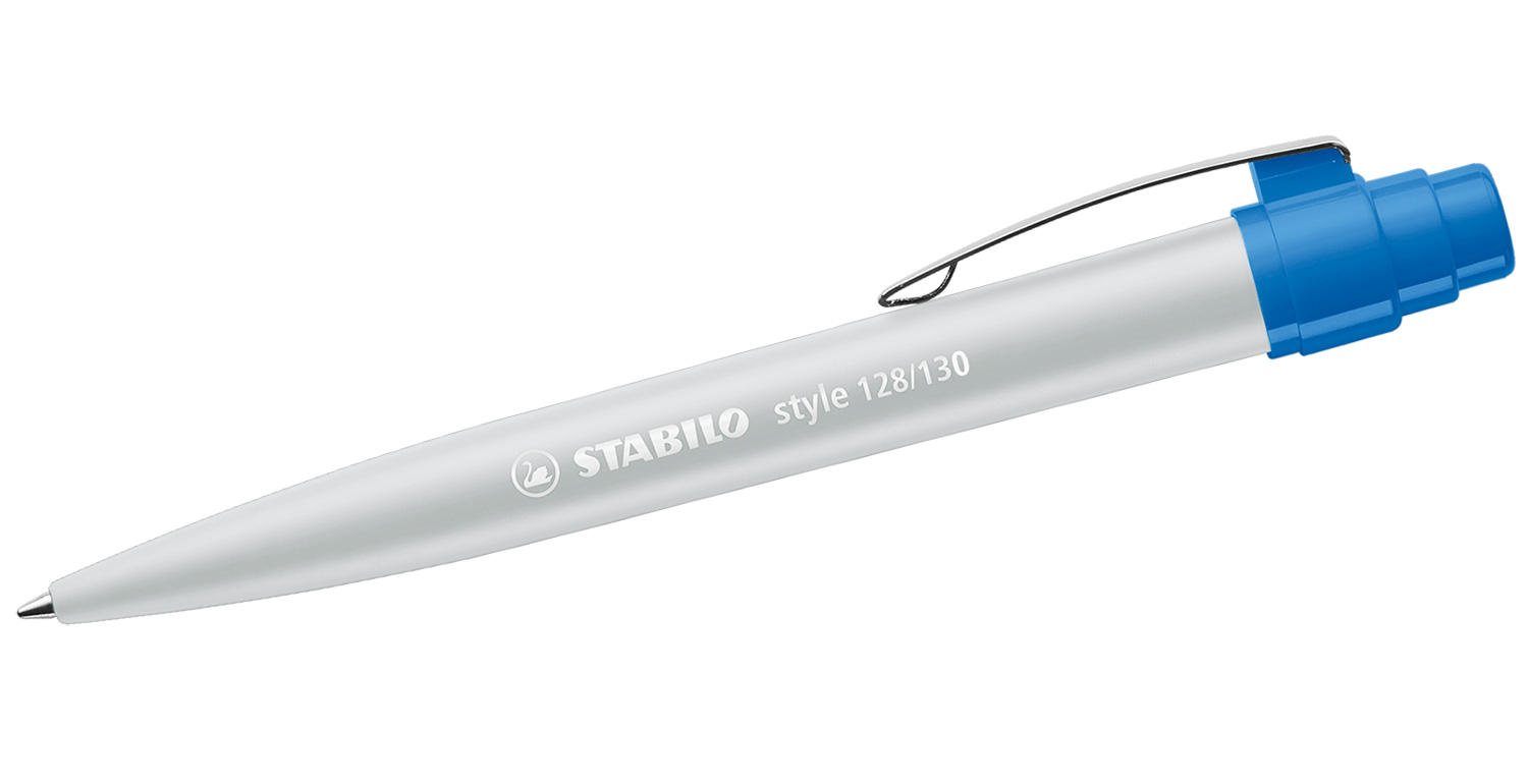 STABILO Kugelschreiber style mit Metallclip Grau-Blau