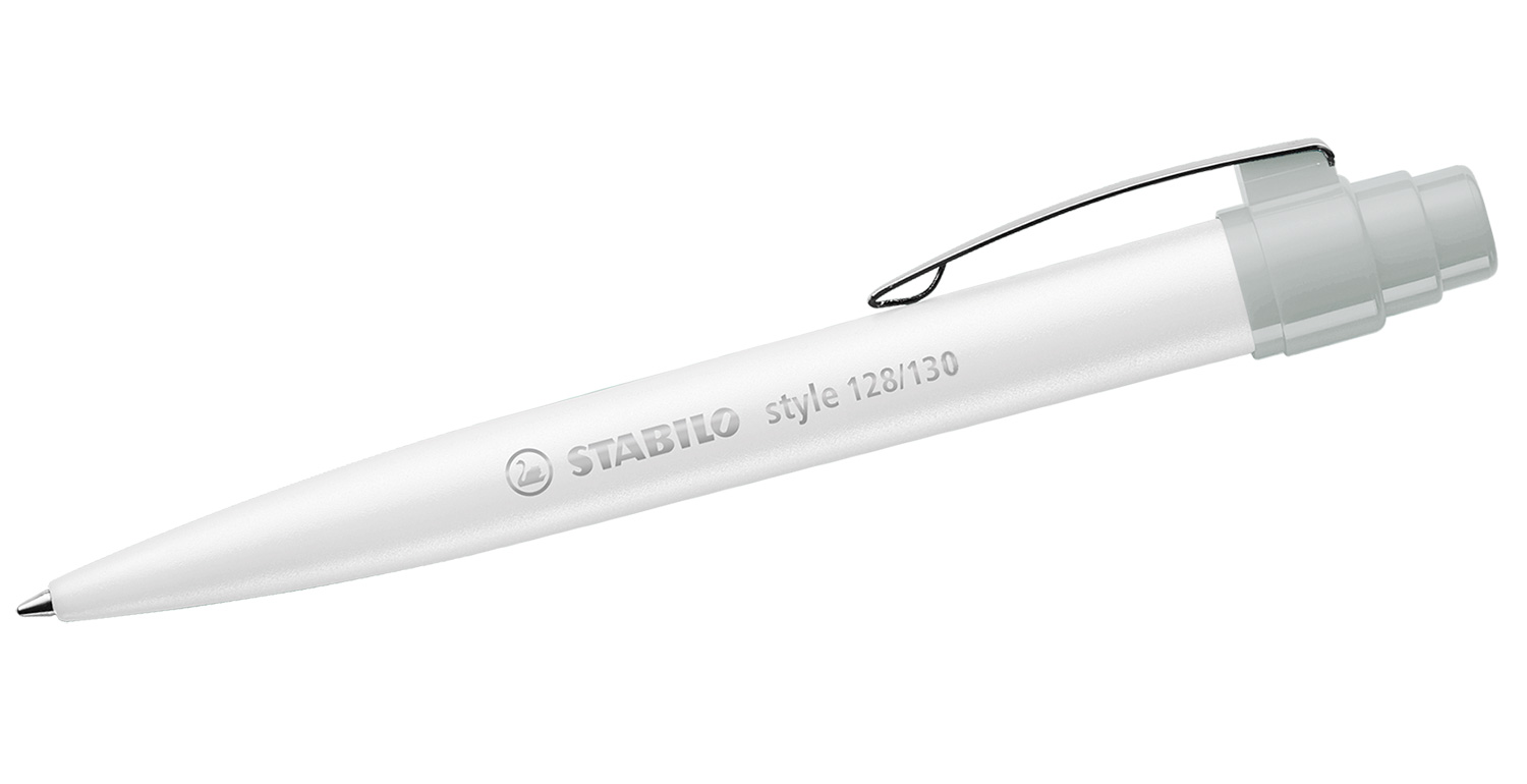 STABILO Kugelschreiber style mit Metallclip Weiß-Grau
