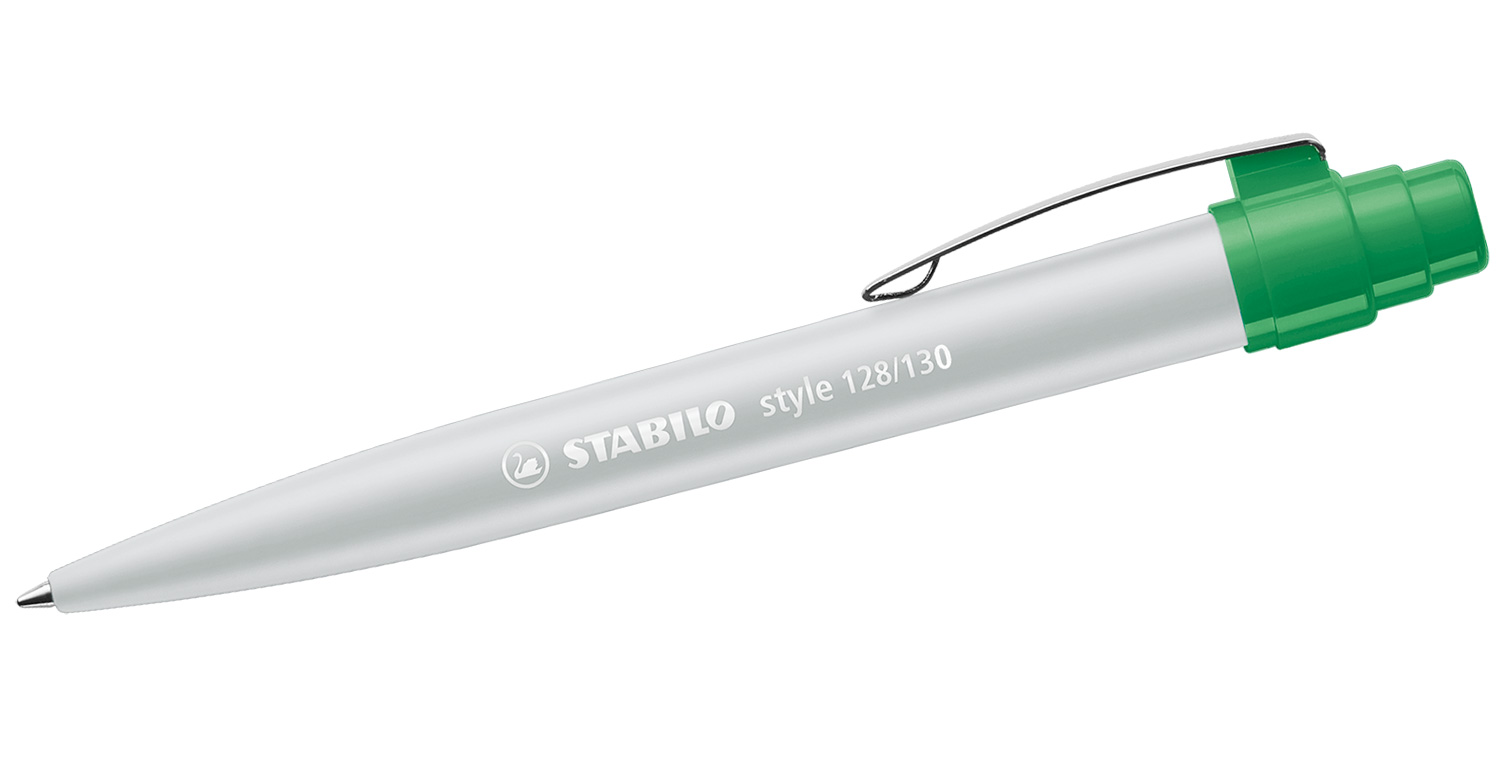 STABILO Kugelschreiber style mit Metallclip Grau-Grün