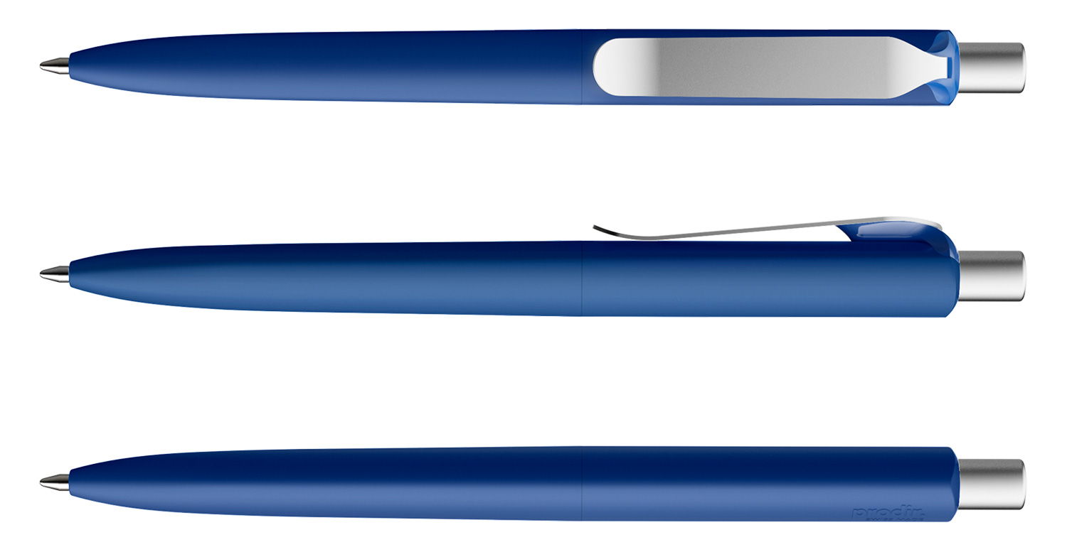 Prodir Kugelschreiber DS8 PSR R50 S70 Classic Blau Soft-Touch Metall-Clip Silber