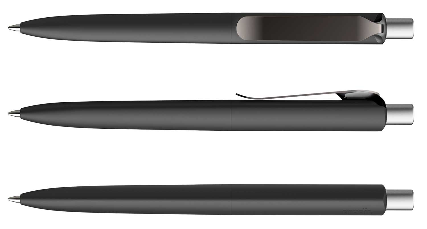 Prodir Kugelschreiber DS8 PSR R70 S75 Schwarz Soft-Touch Metall-Clip Graphit