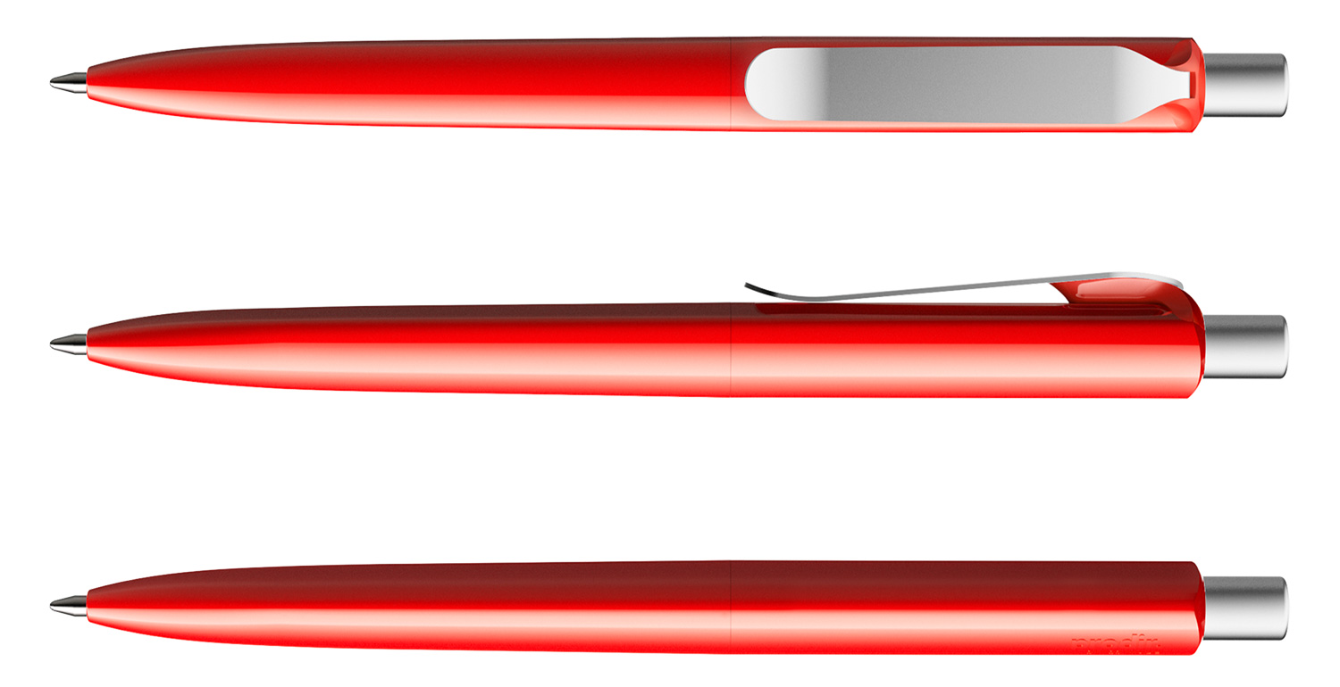 Prodir Kugelschreiber DS8 PSP P20 S70 Rot Poliert Metall-Clip Silber