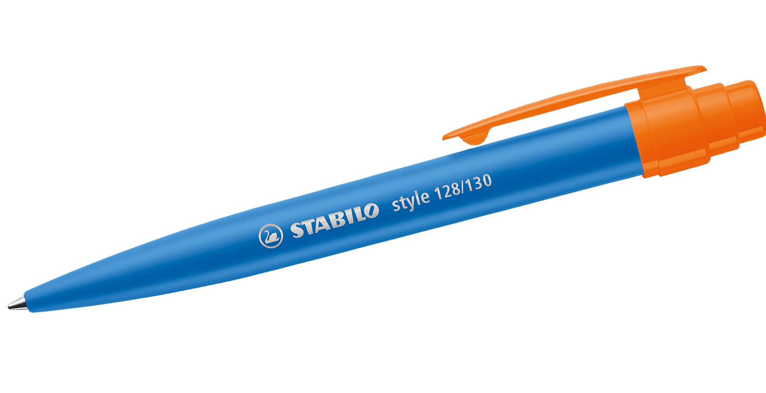 STABILO Kugelschreiber style mit Kunststoffclip Blau-Orange