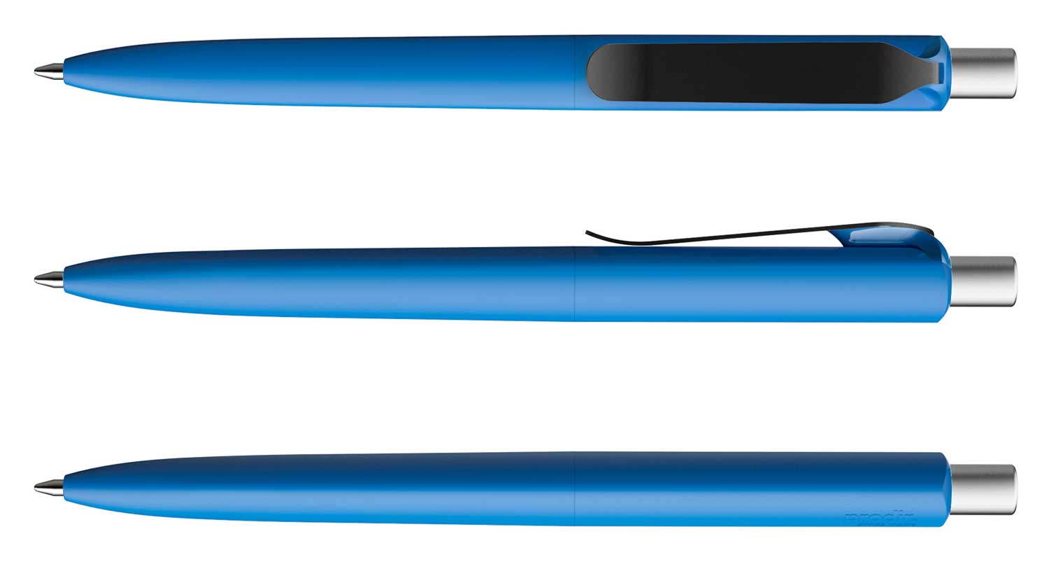 Prodir Kugelschreiber DS8 PSR R54 S80 Blau Soft-Touch Metall-Clip Schwarz