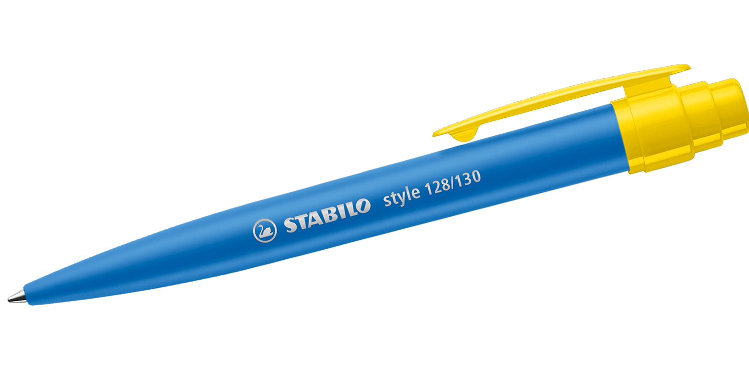 STABILO Kugelschreiber style mit Kunststoffclip Blau-Gelb