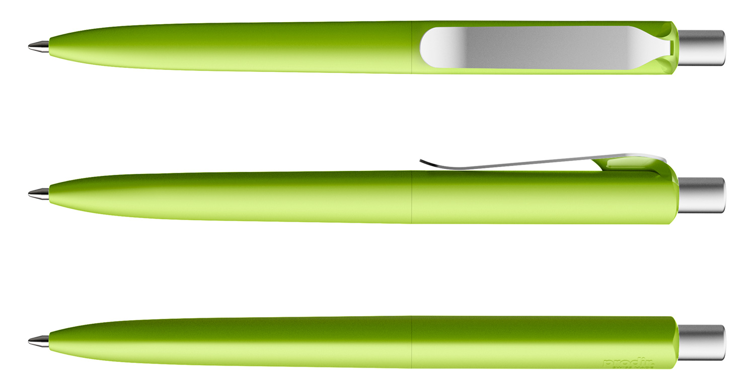 Prodir Kugelschreiber DS8 PSR R48 S70 Lime Grün Soft-Touch Metall-Clip Silber