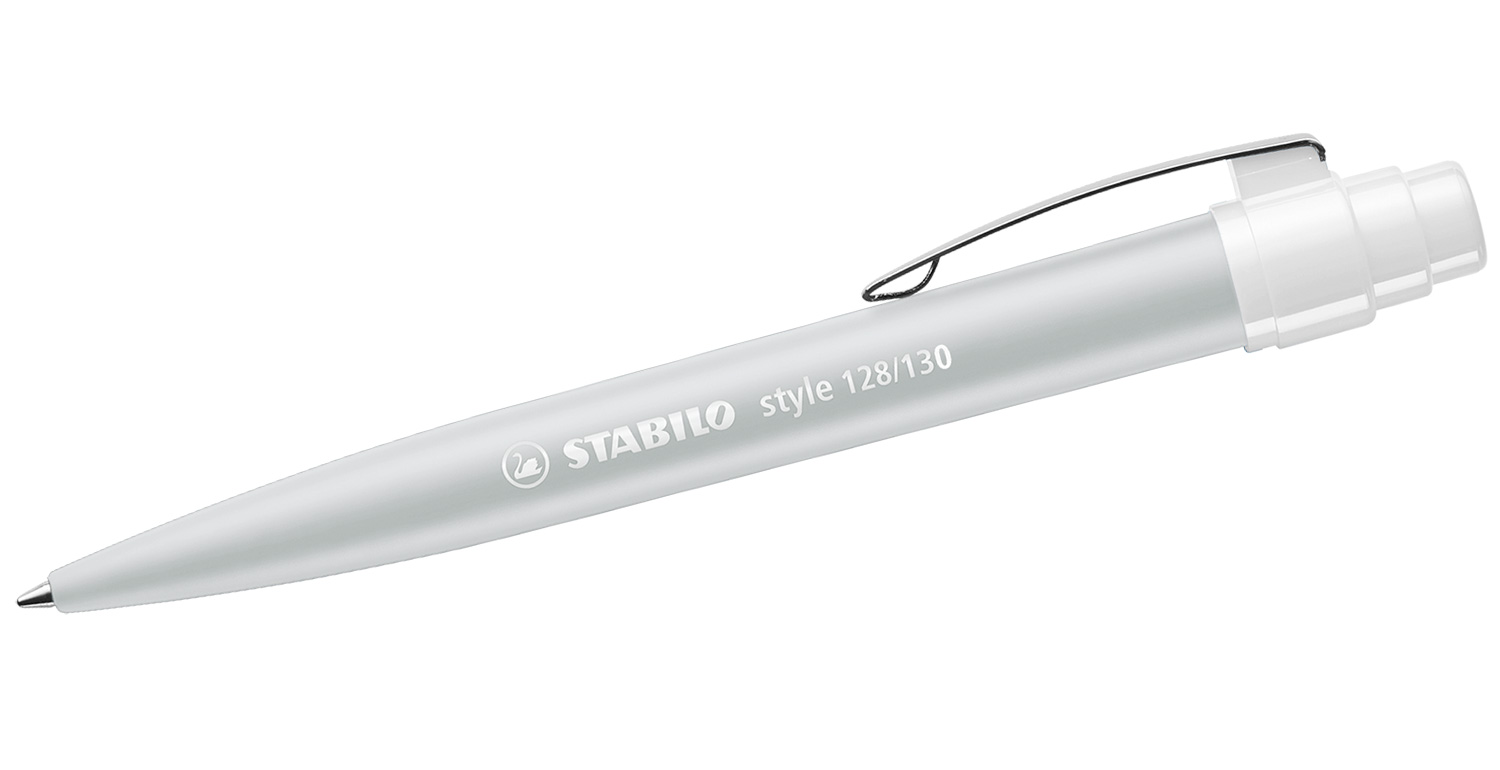 STABILO Kugelschreiber style mit Metallclip Grau-Weiß