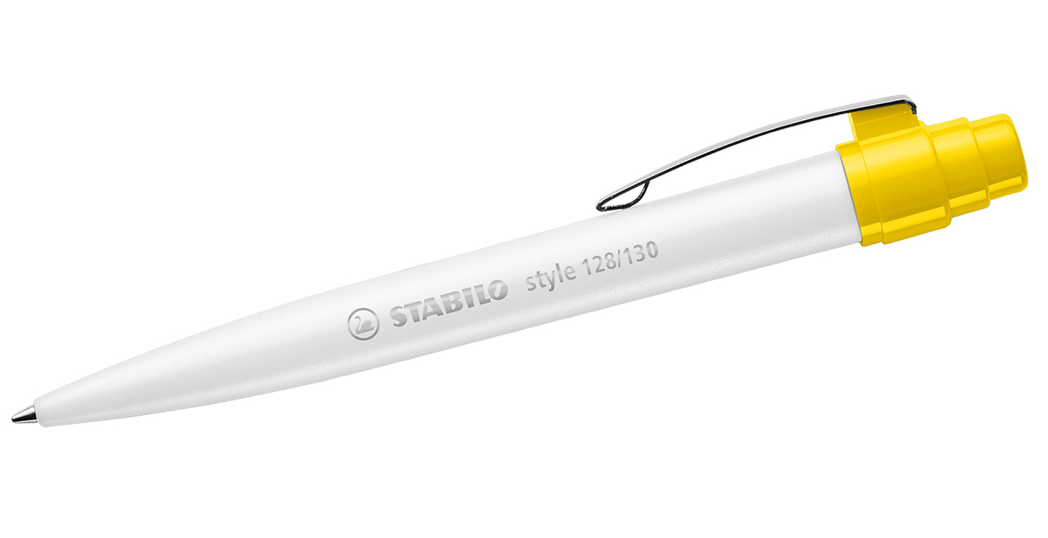 STABILO Kugelschreiber style mit Metallclip Weiß-Gelb