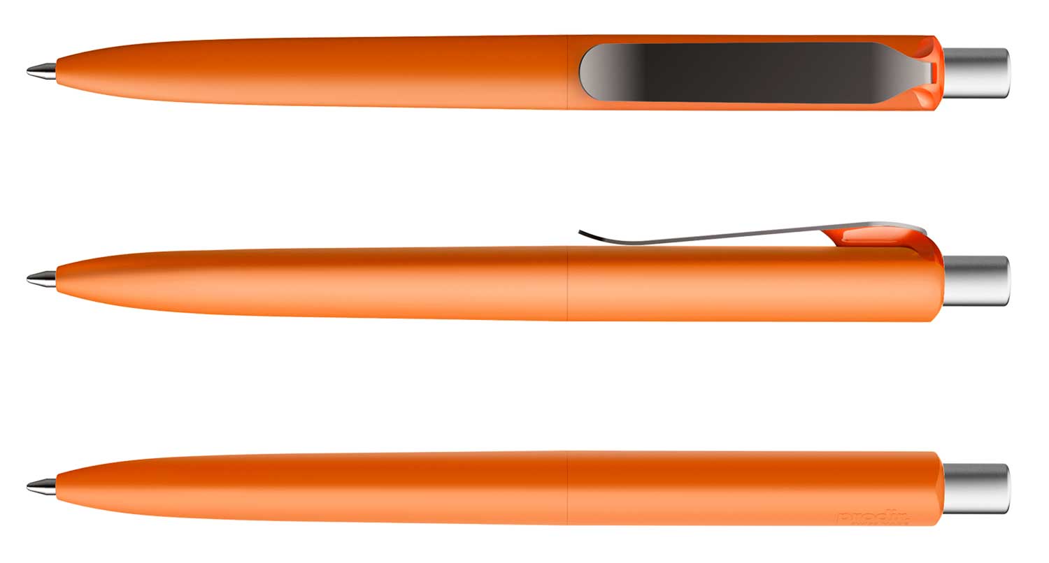 Prodir Kugelschreiber DS8 PSR R10 S75 Orange Soft-Touch Metall-Clip Graphit