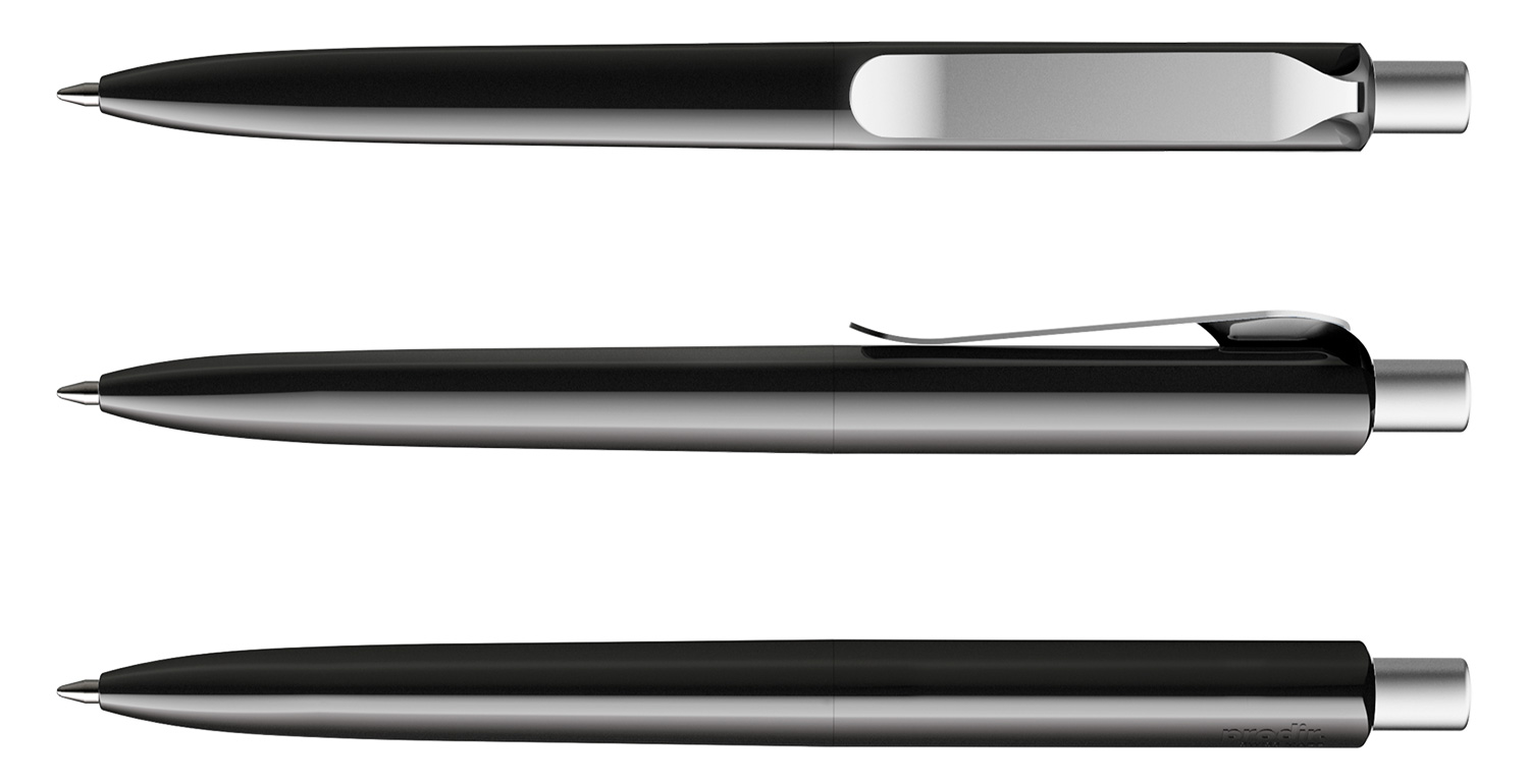 Prodir Kugelschreiber DS8 PSP P75 S70 Schwarz Poliert Metall-Clip Silber