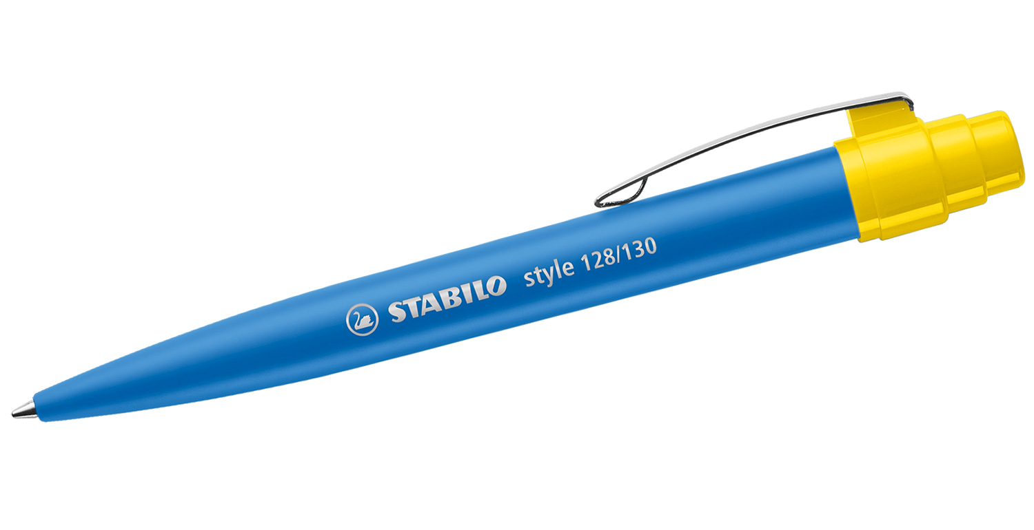 STABILO Kugelschreiber style mit Metallclip Blau-Gelb