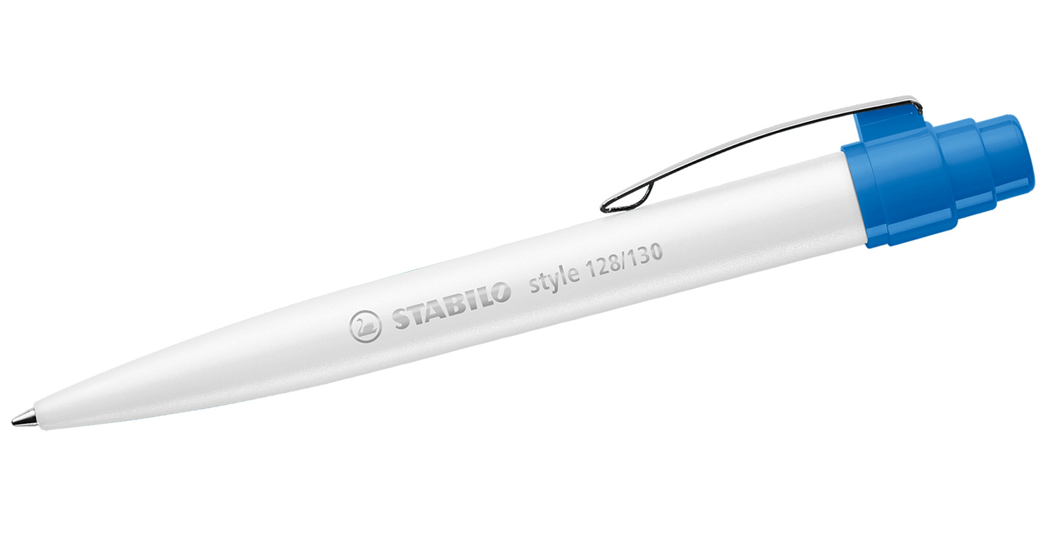 STABILO Kugelschreiber style mit Metallclip Weiß-Blau