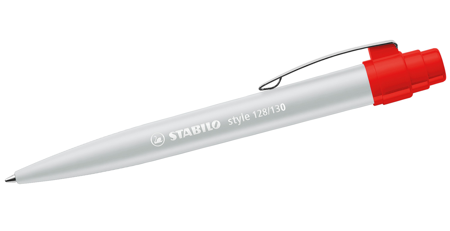 STABILO Kugelschreiber style mit Metallclip Grau-Rot