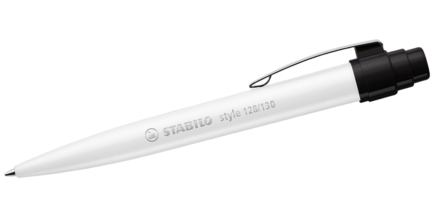STABILO Kugelschreiber style mit Metallclip Weiß-Schwarz