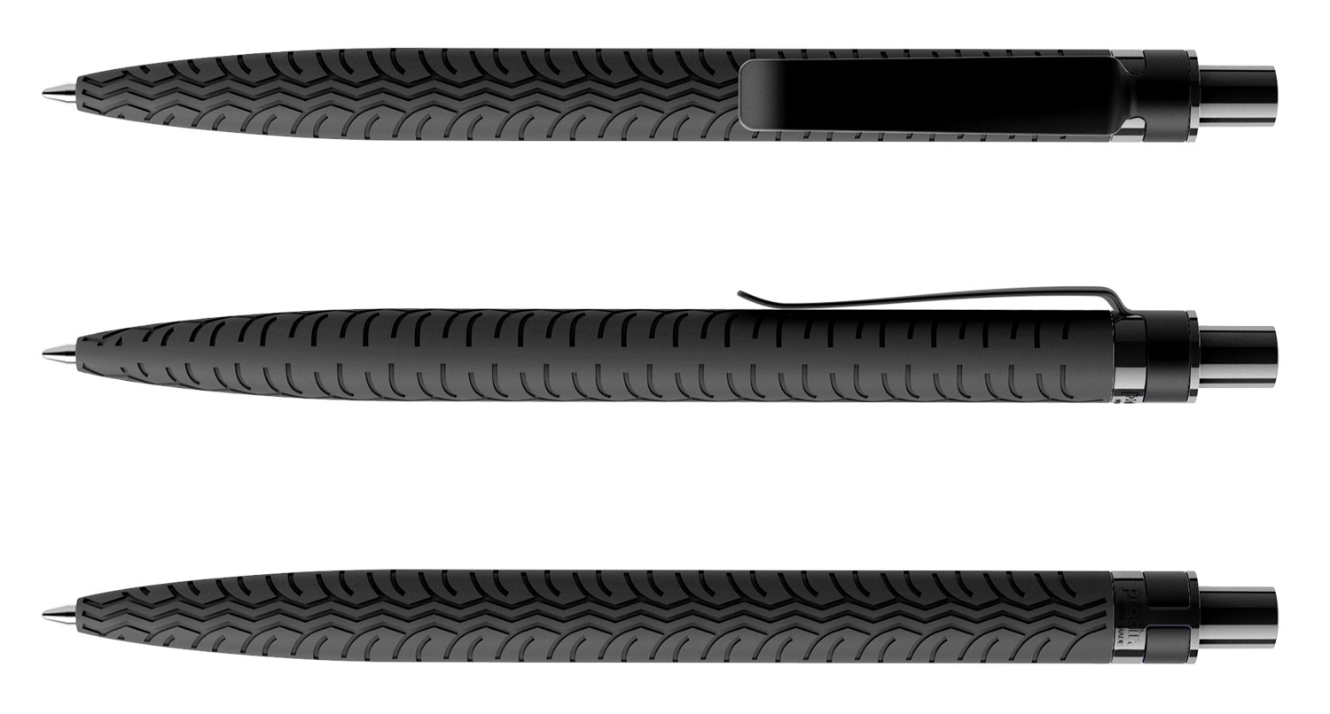 Prodir Kugelschreiber QS03 PRS R75 S80 Schwarz Soft-Touch Metall-Clip Schwarz