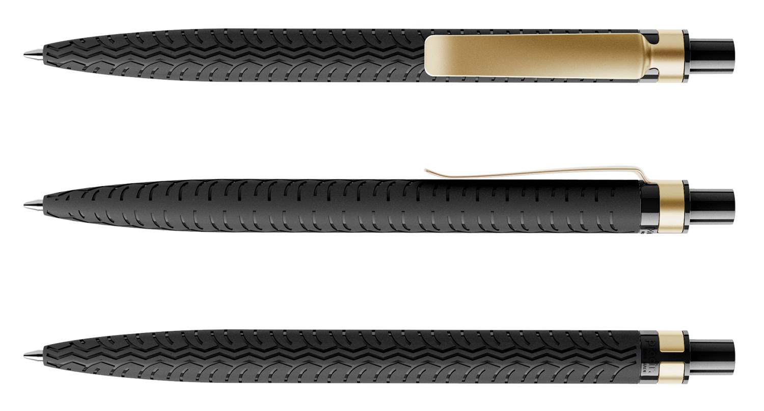 Prodir Kugelschreiber QS03 PMS M75 S13 Schwarz Matt Metall-Clip Gold