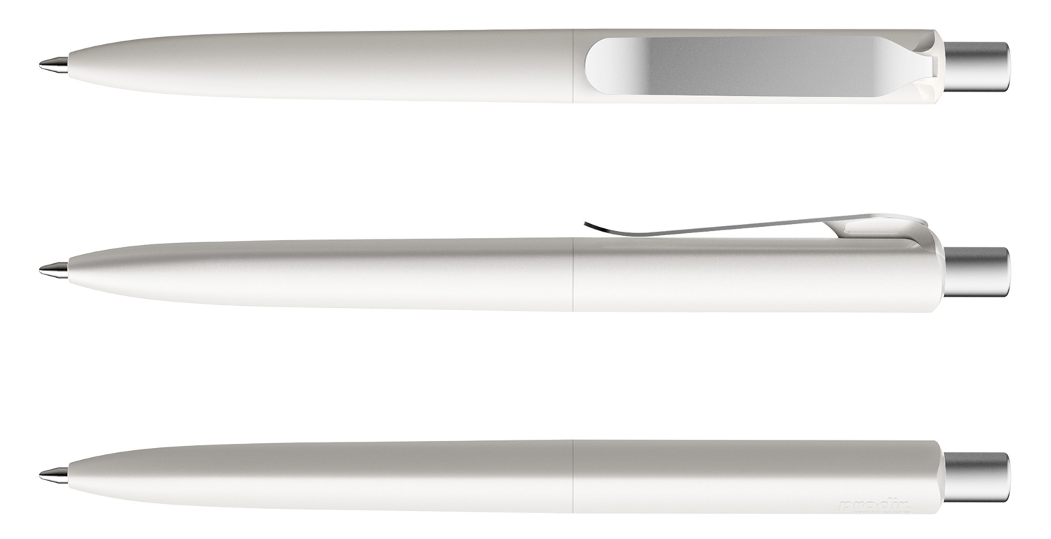 Prodir Kugelschreiber DS8 PSM M02 S70 Weiss Matt Metall-Clip Silber