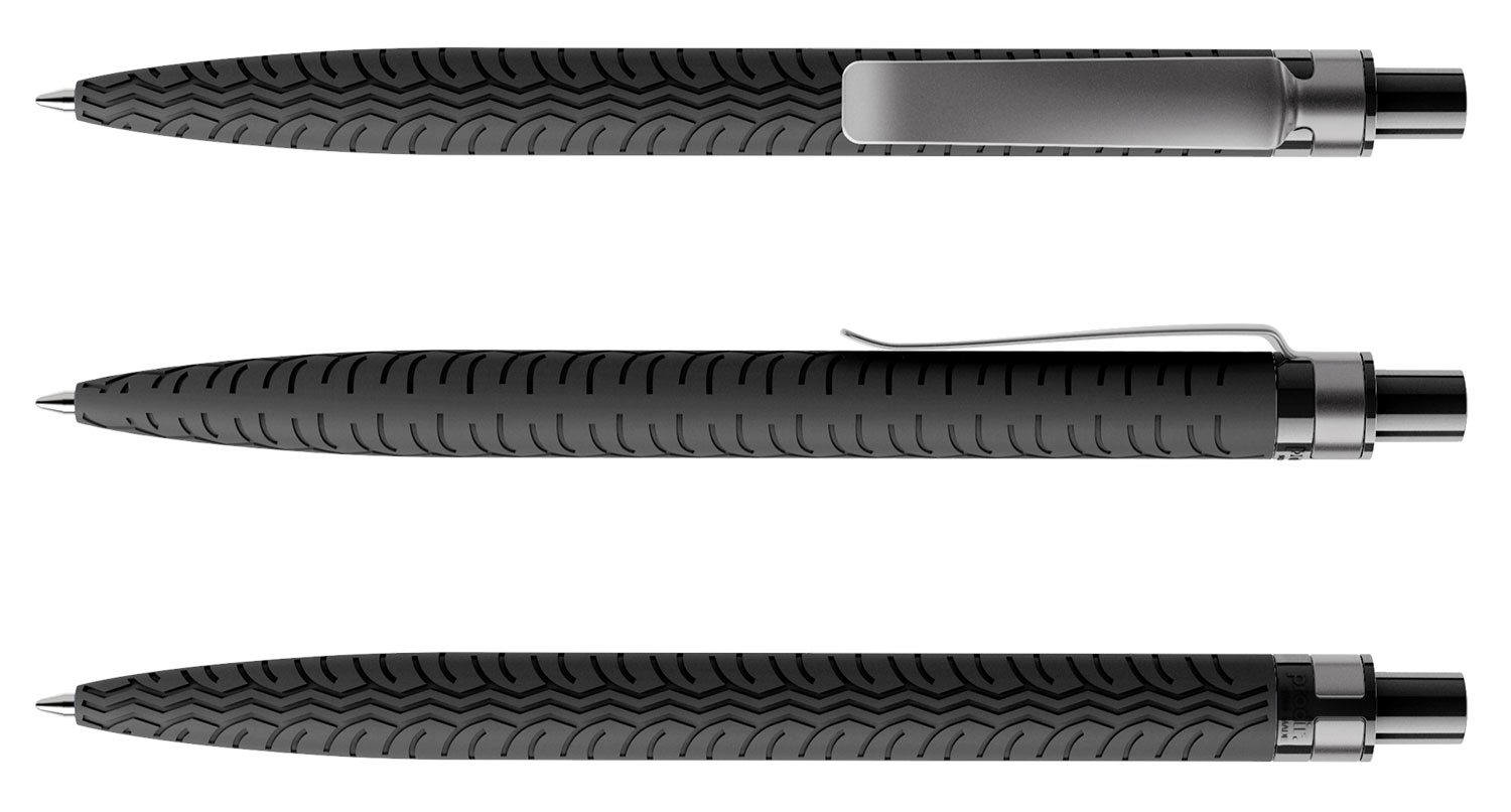 Prodir Kugelschreiber QS03 PRS R75 S75 Schwarz Soft-Touch Metall-Clip Graphit