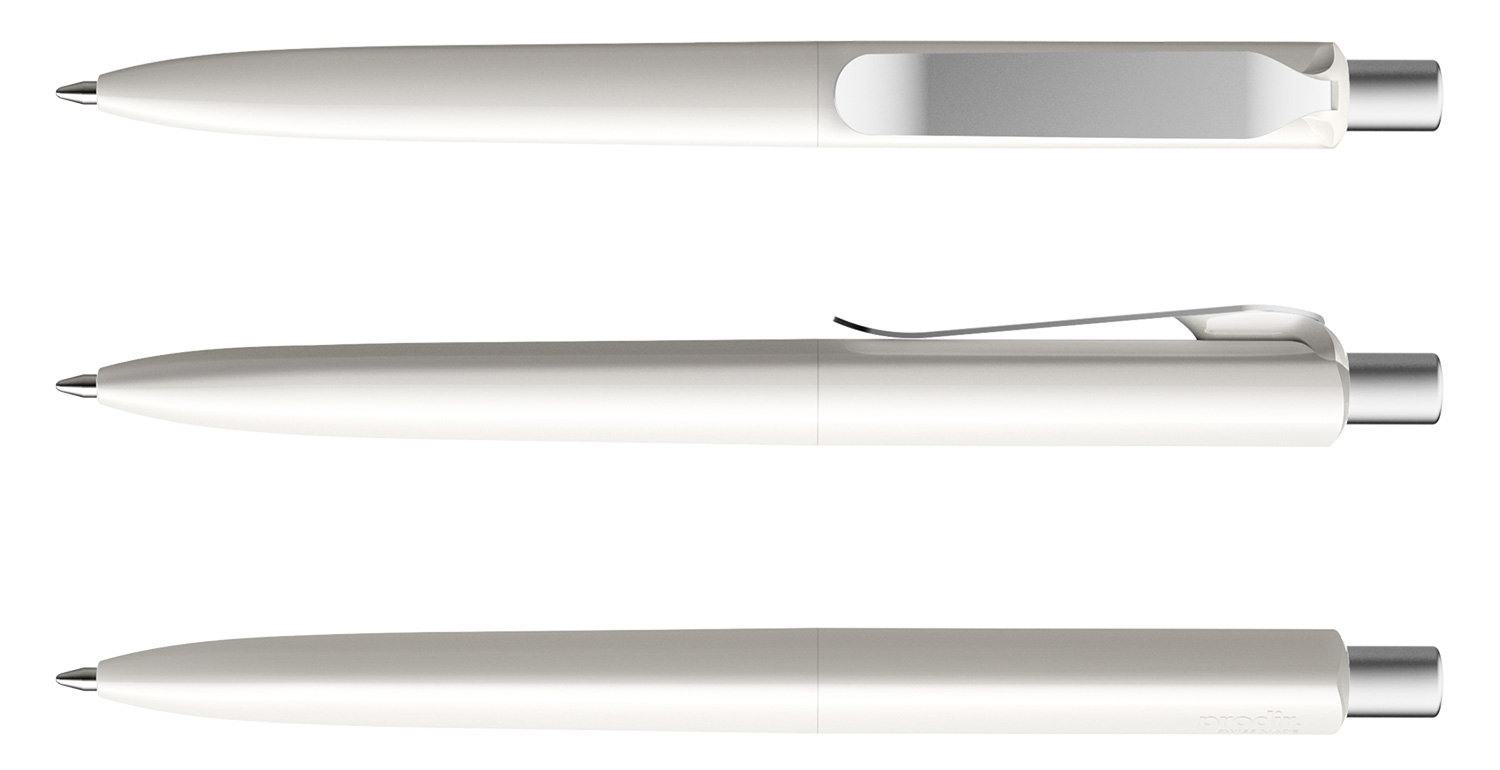 Prodir Kugelschreiber DS8 PSP P02 S70 Weiss Poliert Metall-Clip Silber
