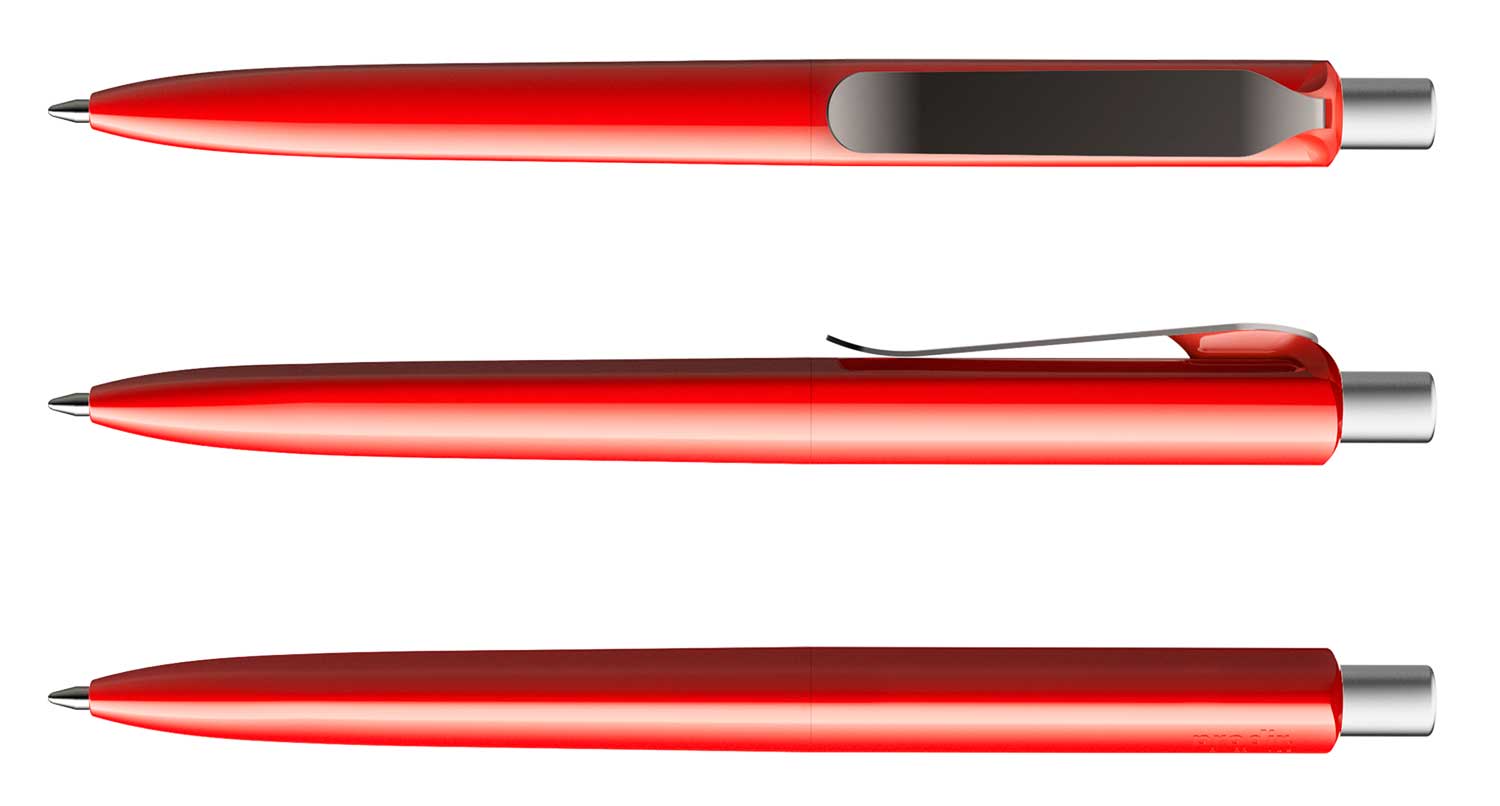 Prodir Kugelschreiber DS8 PSP P20 S75 Rot Poliert Metall-Clip Graphit