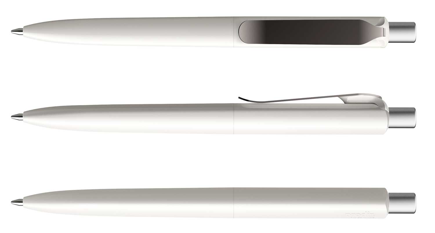 Prodir Kugelschreiber DS8 PSP P02 S75 Weiss Poliert Metall-Clip Graphit