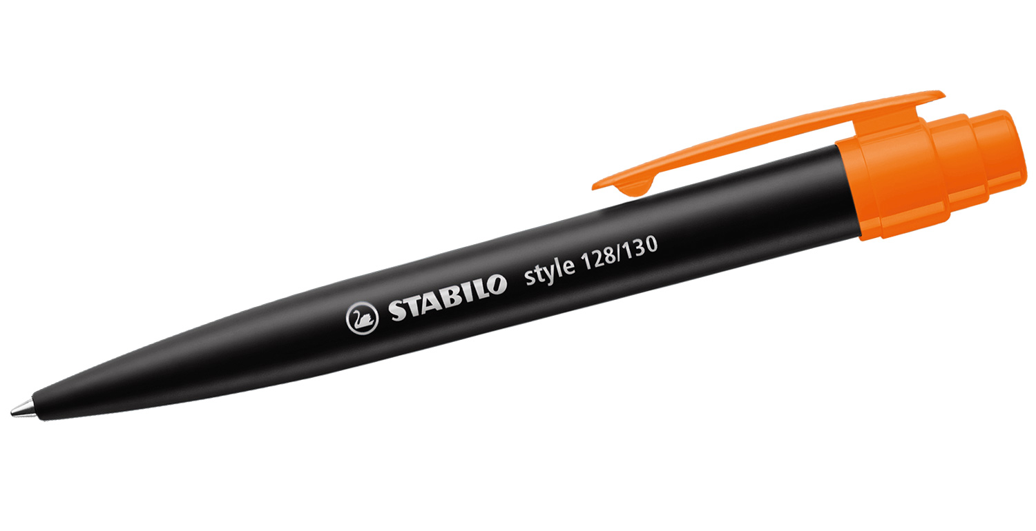 STABILO Kugelschreiber style mit Kunststoffclip Schwarz-Orange