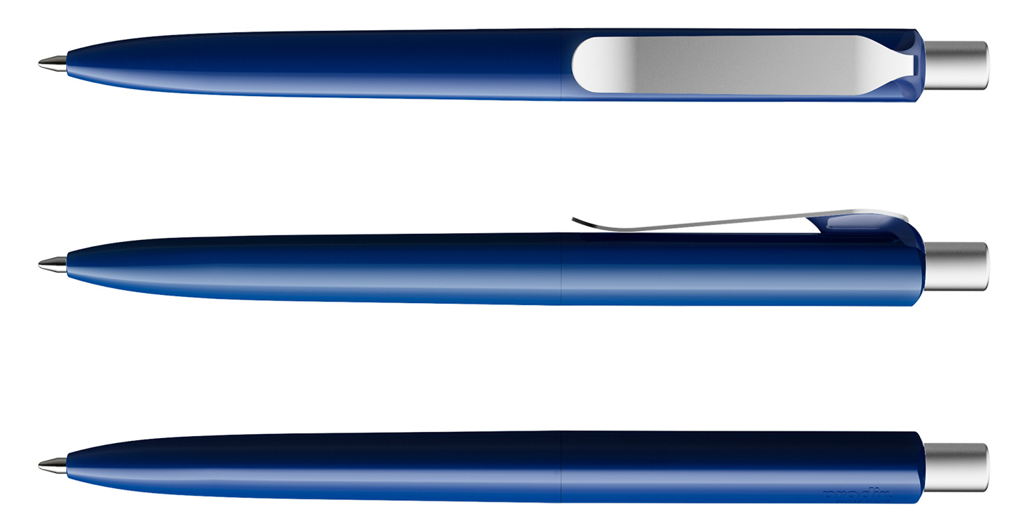 Prodir Kugelschreiber DS8 PSP P55 S70 Navy Blau Poliert Metall-Clip Silber