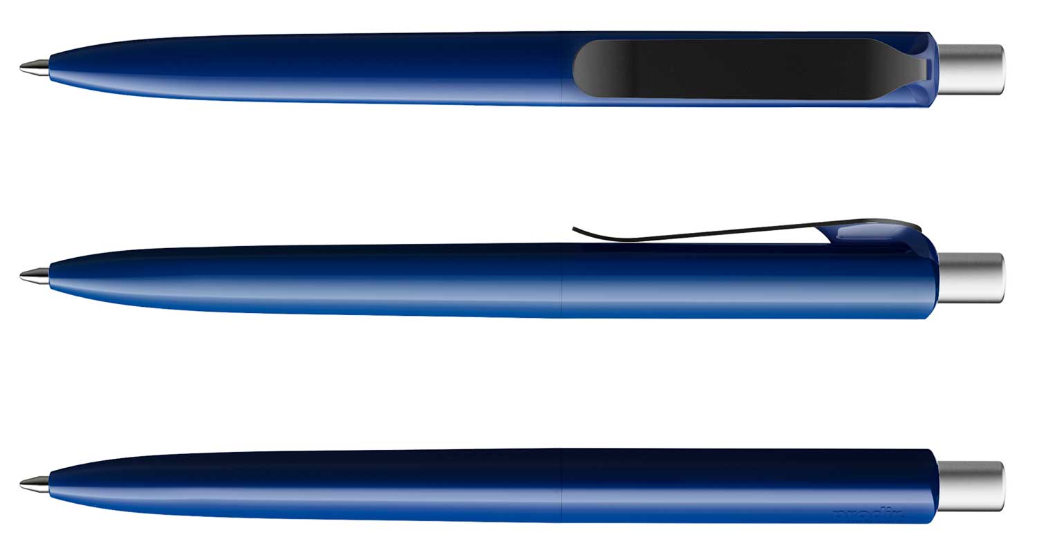 Prodir Kugelschreiber DS8 PSP P55 S80 Navy Blau Poliert Metall-Clip Schwarz