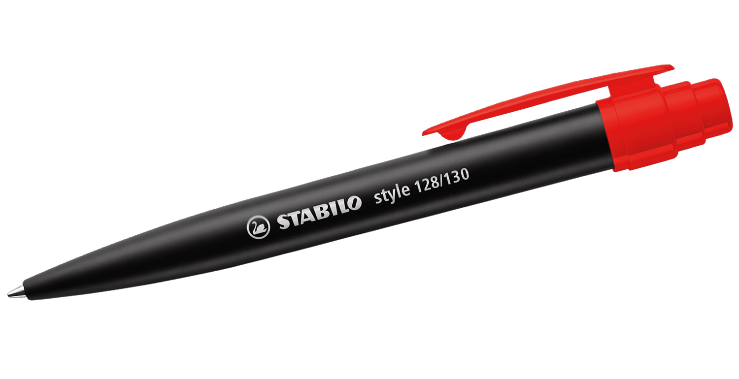 STABILO Kugelschreiber style mit Kunststoffclip Schwarz-Rot