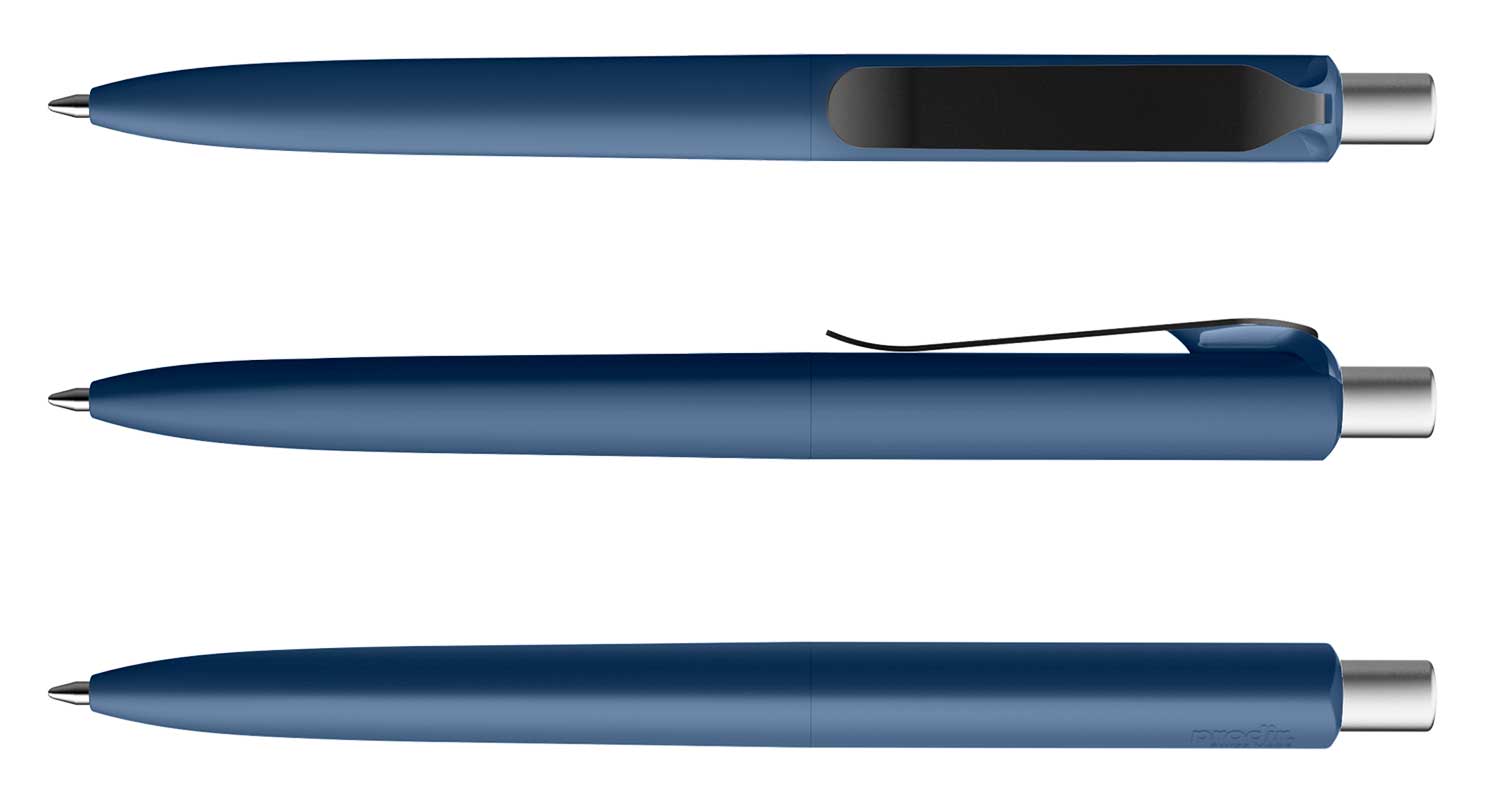 Prodir Kugelschreiber DS8 PSR R62 S80 Sodalite Blau Soft-Touch Metall-Clip Schwarz