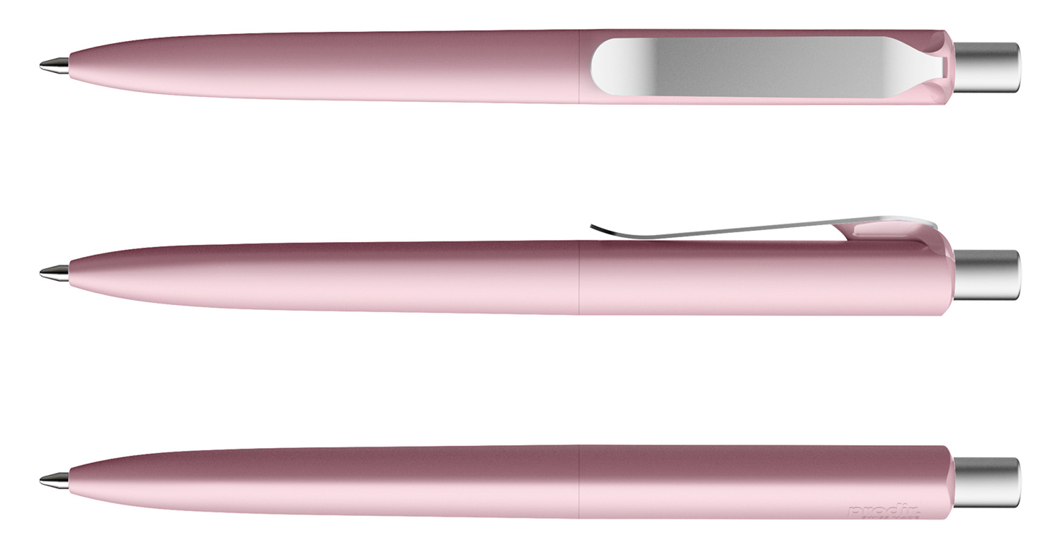Prodir Kugelschreiber DS8 PSR R28 S70 Rosé Soft-Touch Metall-Clip Silber