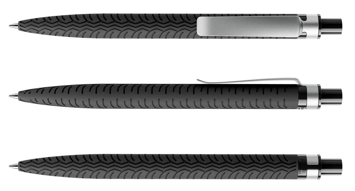 Prodir Kugelschreiber QS03 PRS R75 S70 Schwarz Soft-Touch Metall-Clip Silber