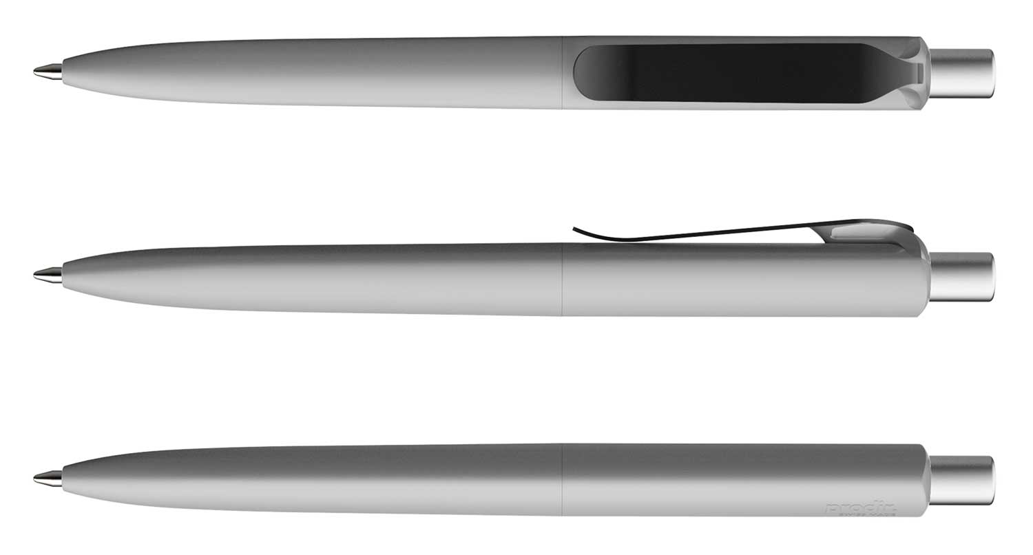 Prodir Kugelschreiber DS8 PSR R70 S80 Grau Soft-Touch Metall-Clip Schwarz