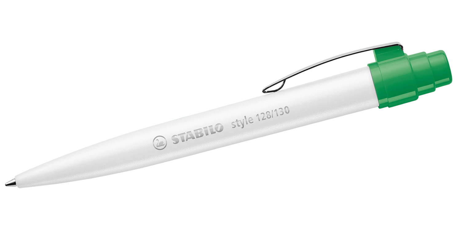STABILO Kugelschreiber style mit Metallclip Weiß-Grün