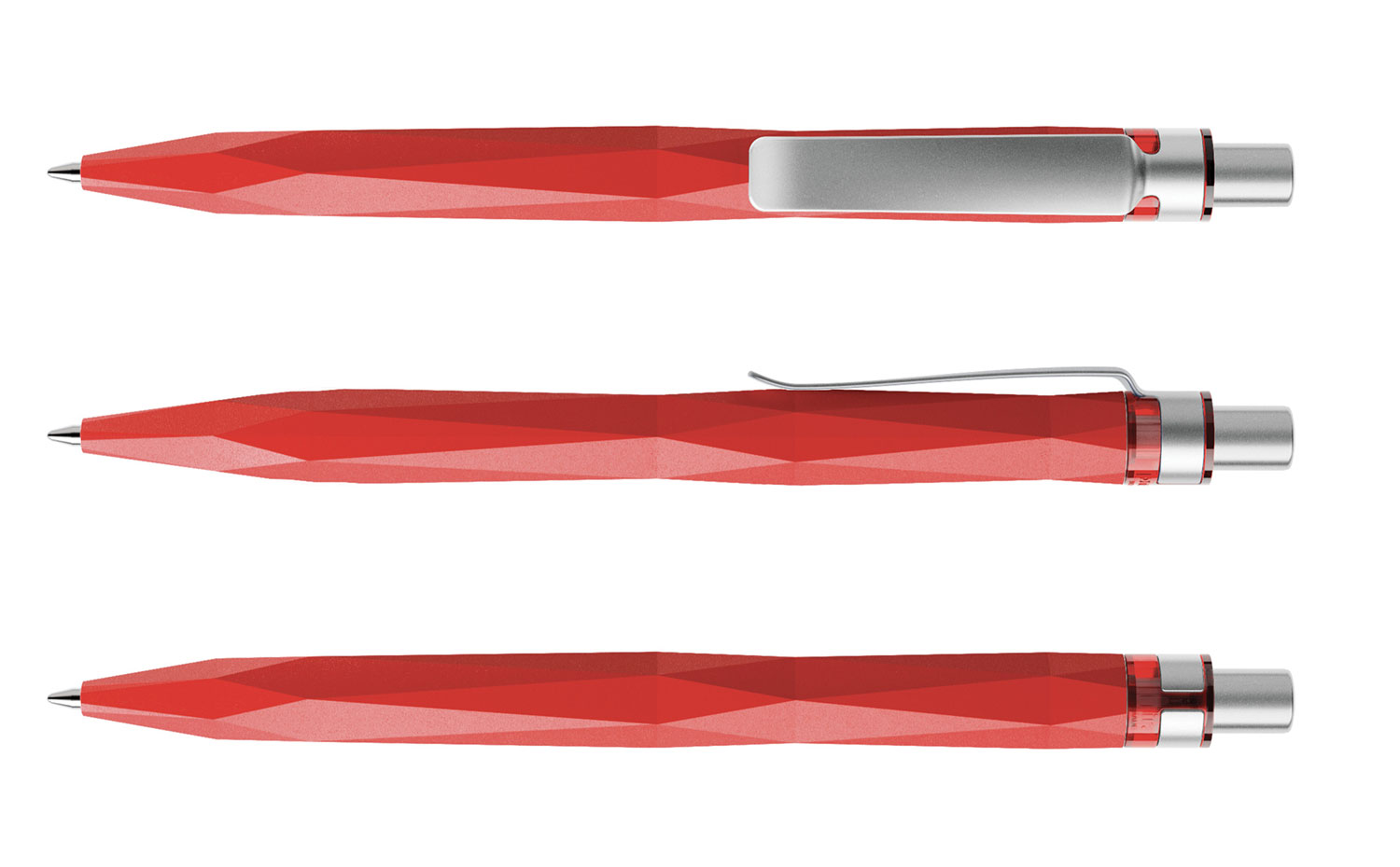 Prodir Kugelschreiber QS20 PQS Q20 S70 Rot Stone Metall-Clip Silber