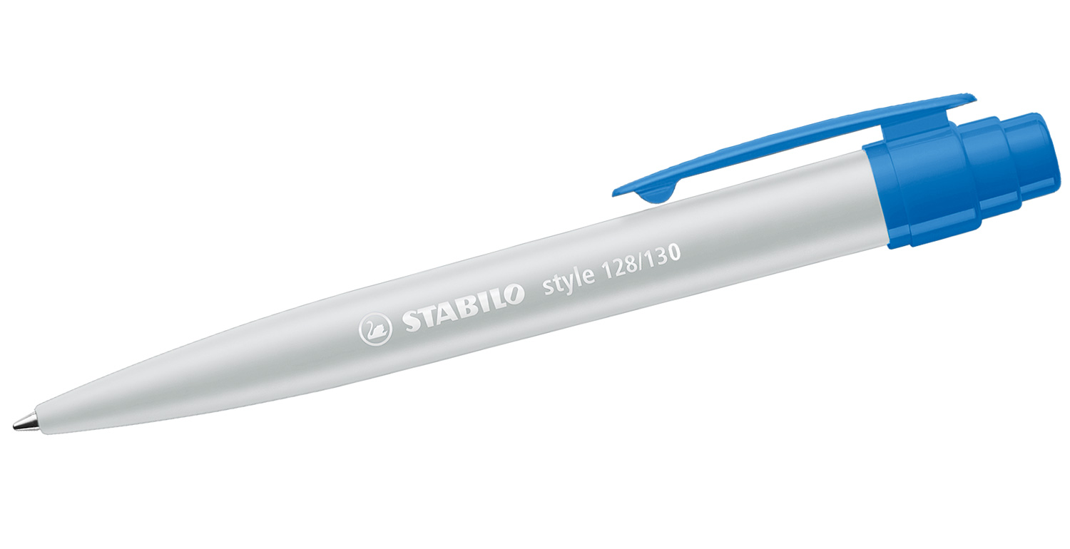 STABILO Kugelschreiber style mit Kunststoffclip Grau-Blau