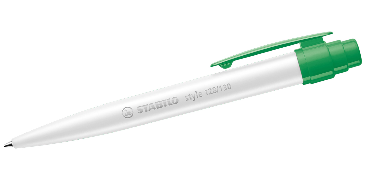 STABILO Kugelschreiber style mit Kunststoffclip Weiß-Grün