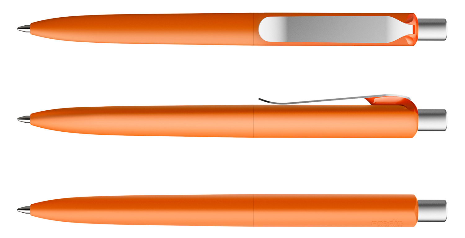 Prodir Kugelschreiber DS8 PSR R10 S70 Orange Soft-Touch Metall-Clip Silber