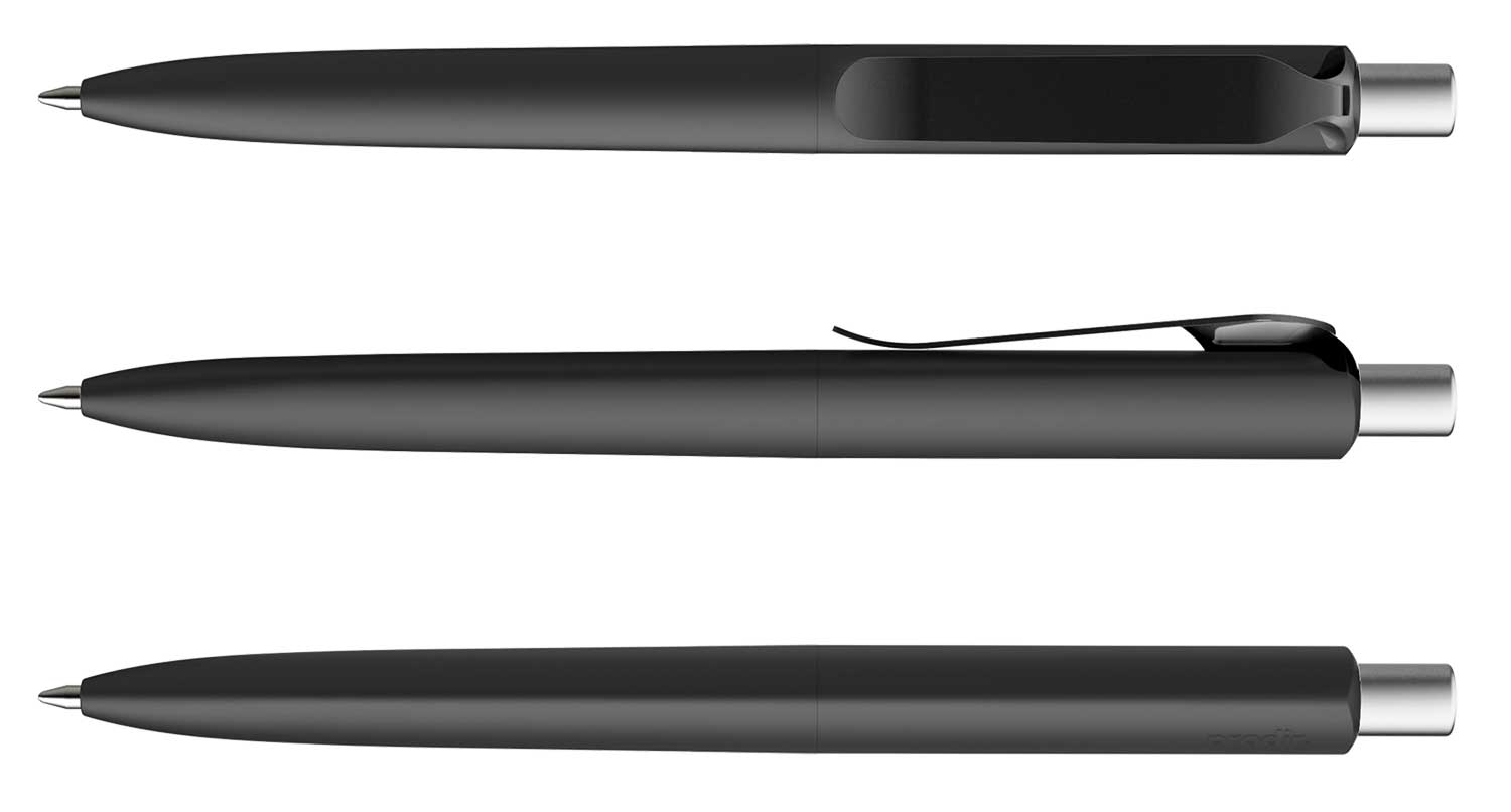 Prodir Kugelschreiber DS8 PSR R70 S80 Schwarz Soft-Touch Metall-Clip Schwarz